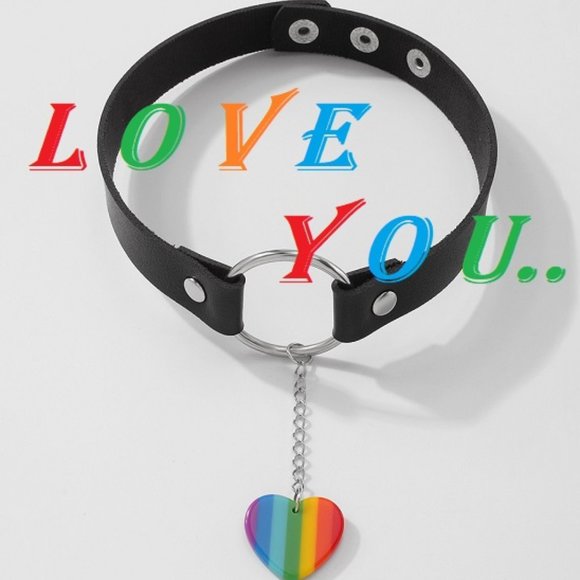 New Hot Rainbow Leather Pride Choker Necklace - Picture 4 of 5